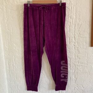 Juicy Couture Purple Crushed Velvet Velour Pantsuit Pants Size Large